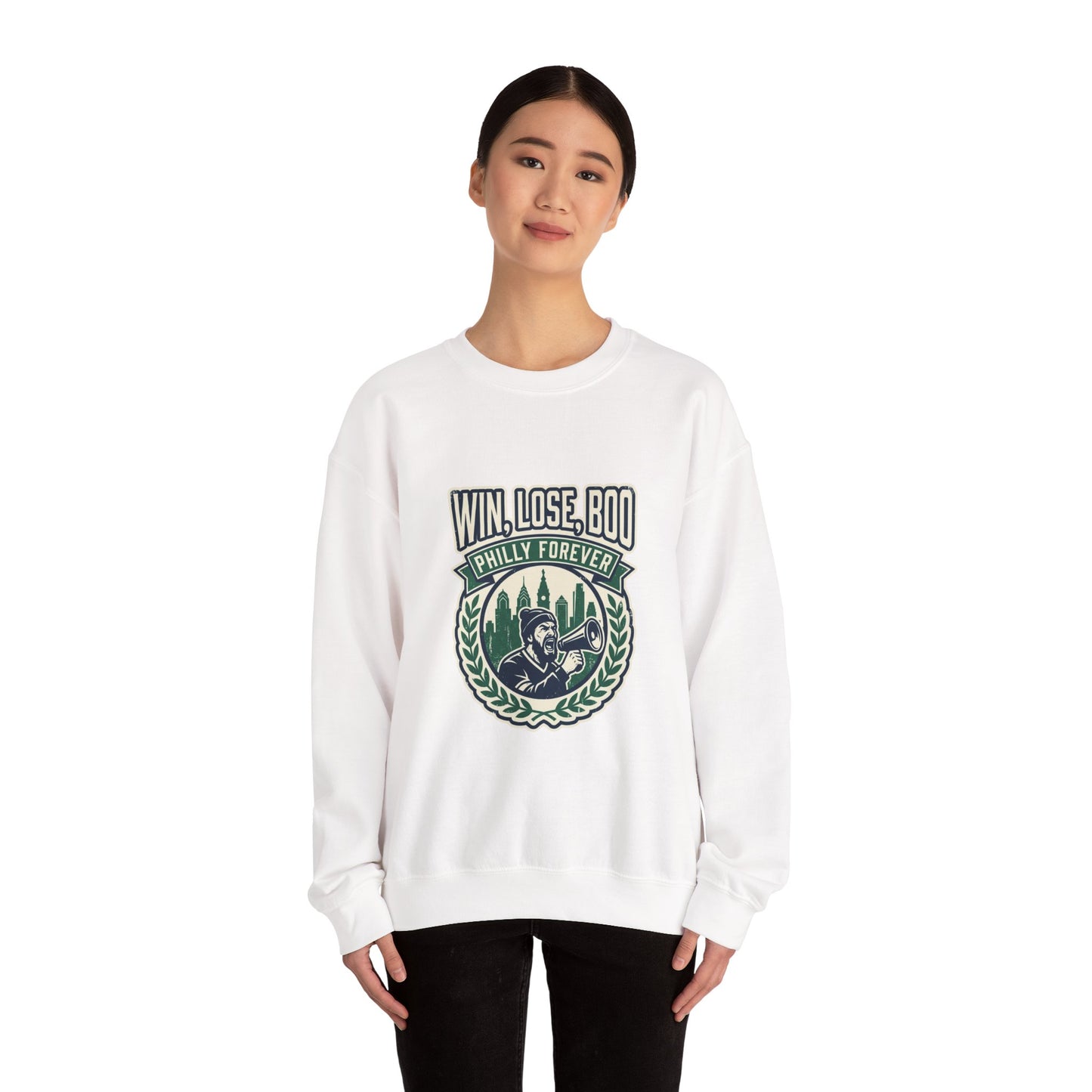 Win Lose Boo Philly Forever Sweatshirt | city basketball, rivalry humor