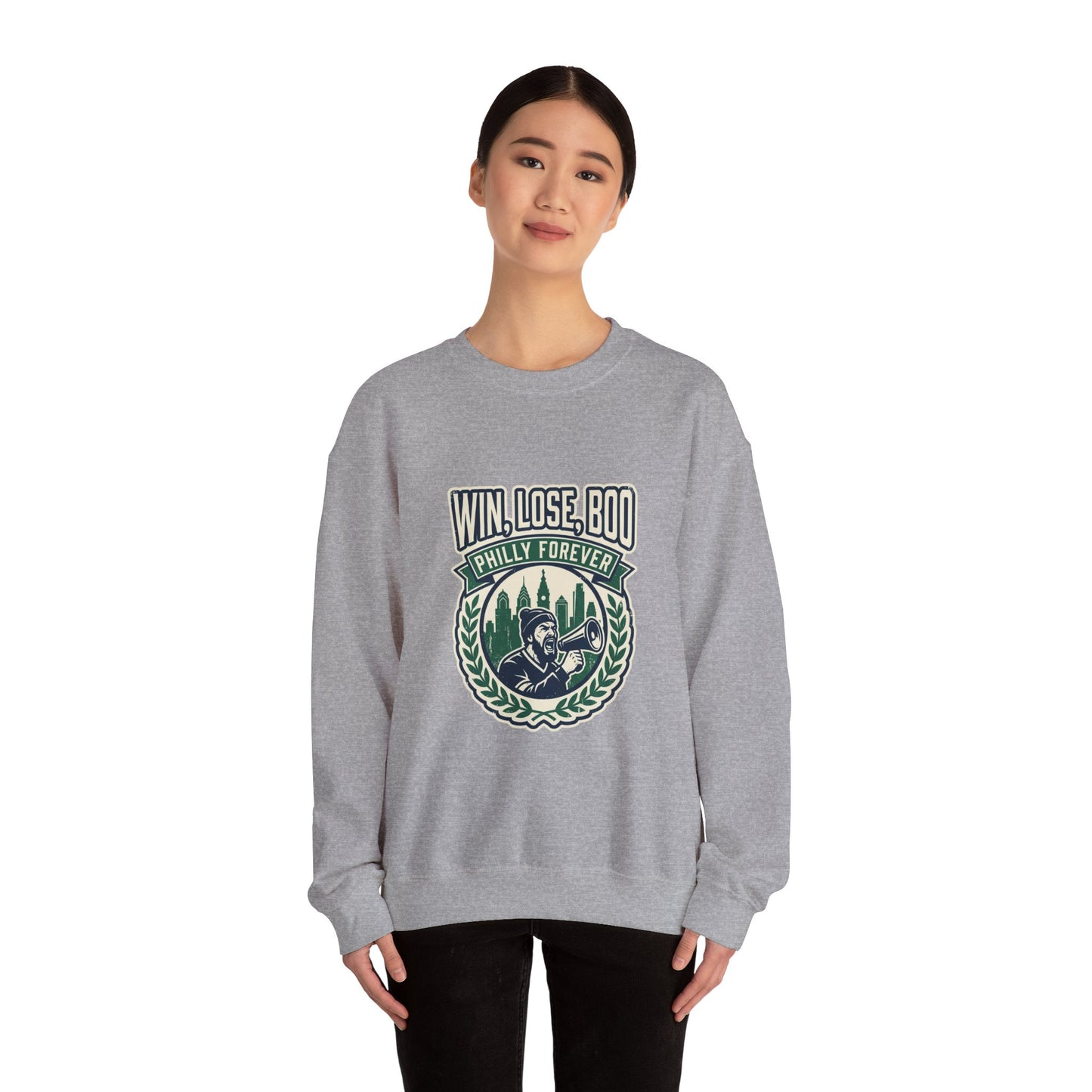 Win Lose Boo Philly Forever Sweatshirt | city basketball, rivalry humor