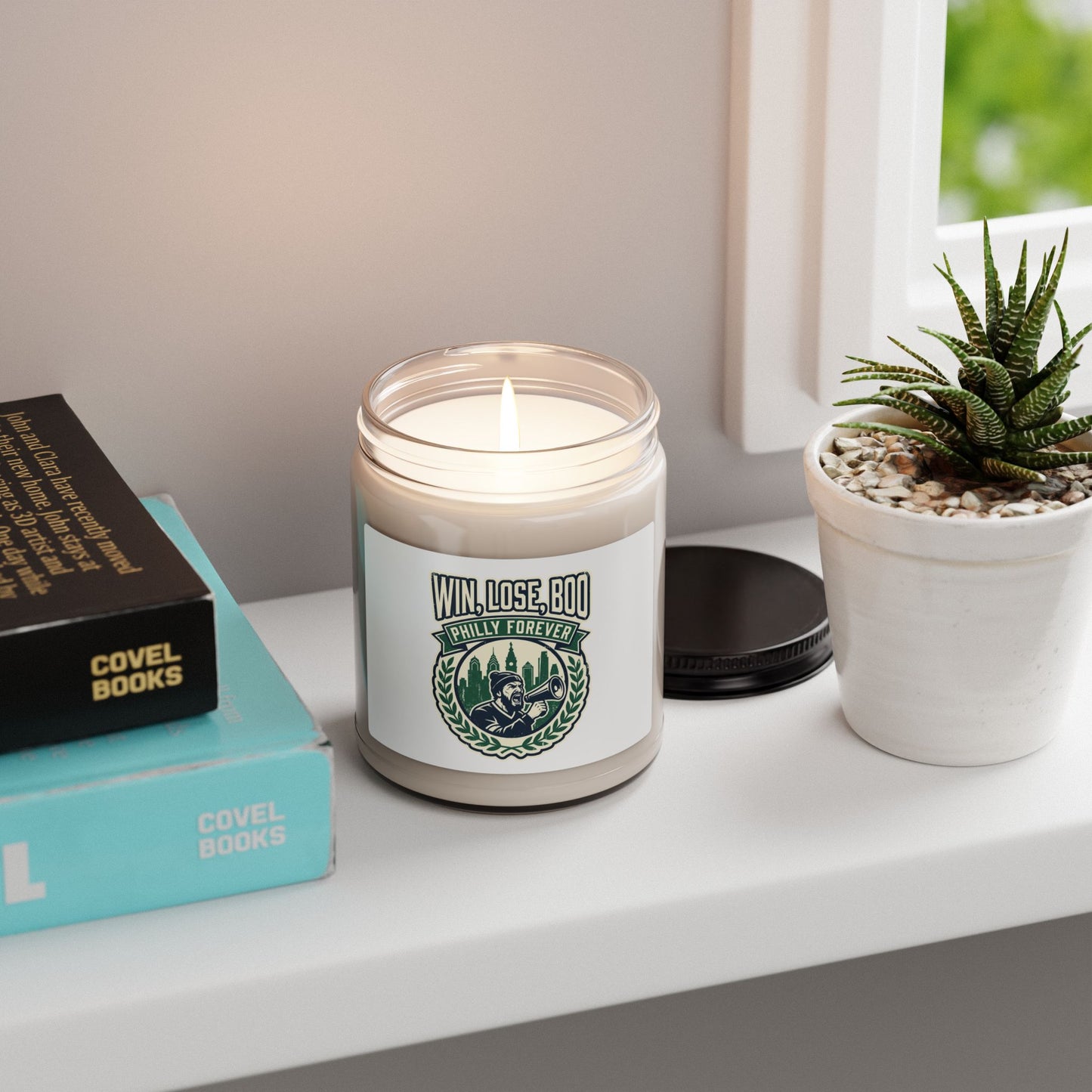 Win, Lose, Boo Philly Forever Candle | city basketball, hometown pride