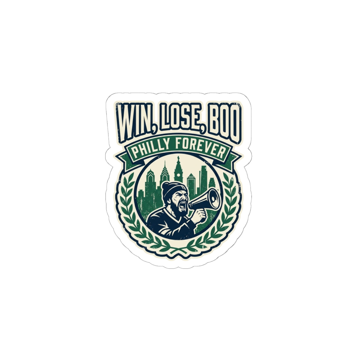Win, Lose, Boo Philly Forever Sticker | city basketball, rivalry humor