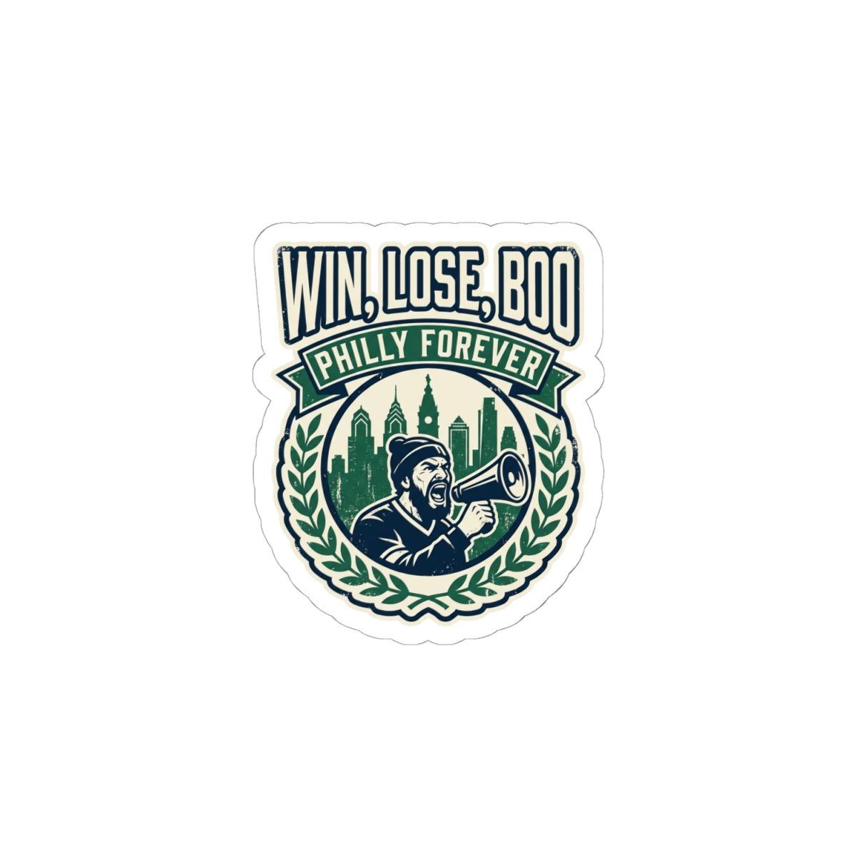Win, Lose, Boo Philly Forever Sticker | city basketball, rivalry humor