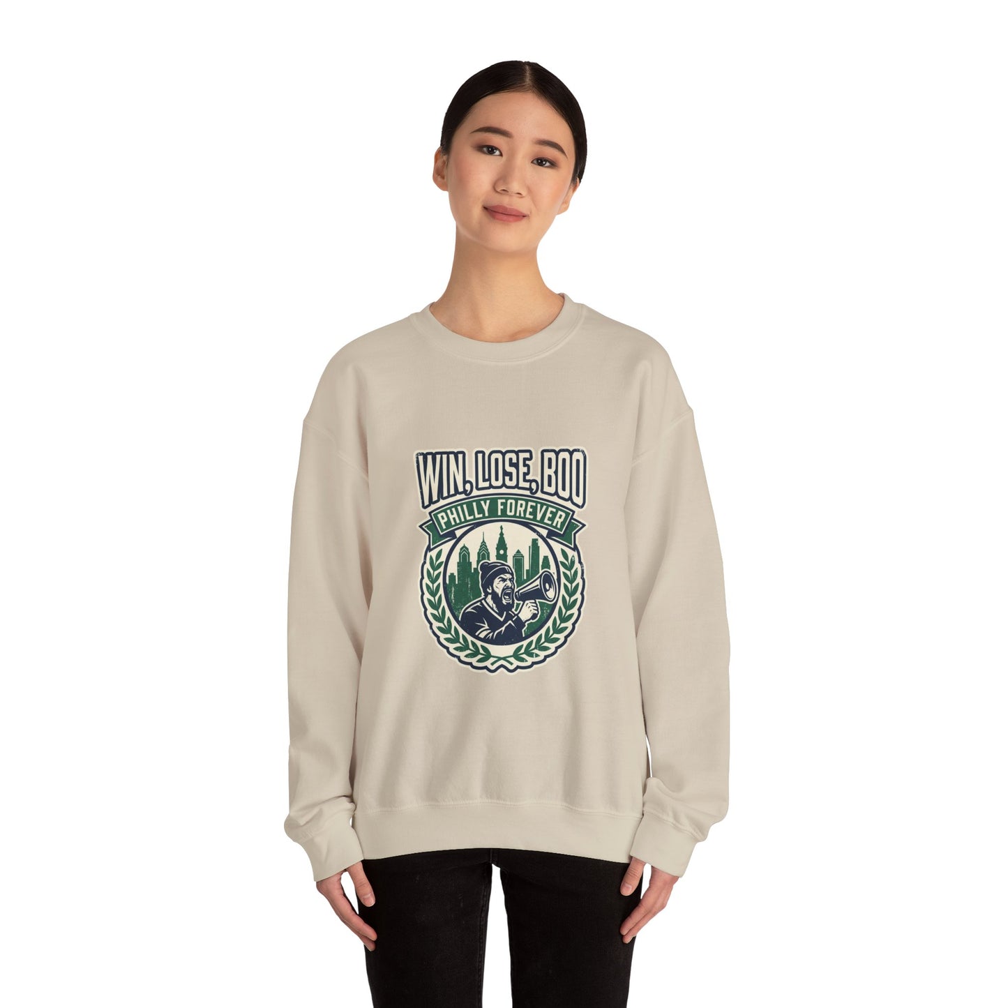 Win Lose Boo Philly Forever Sweatshirt | city basketball, rivalry humor
